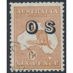 AUSTRALIA - 1932 6d chestnut Kangaroo, CofA watermark, o/p OS, CTO – ACSC # 23A(OS)w