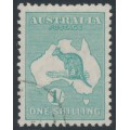 AUSTRALIA - 1929 1/- blue-green Kangaroo, SM watermark, CTO – ACSC # 34Aw
