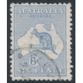 AUSTRALIA - 1913 6d greyish blue Kangaroo, 1st watermark, used – ACSC # 17B