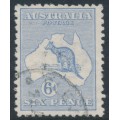 AUSTRALIA - 1913 6d greyish blue Kangaroo, 1st watermark, used – ACSC # 17B