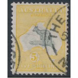 AUSTRALIA - 1913 5/- grey/yellow Kangaroo, 1st watermark, used – ACSC # 42B