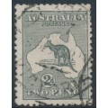 AUSTRALIA - 1913 2d grey Kangaroo, 1st watermark, 'retouched NW corner' [1L18], used – ACSC # 5A(1)h