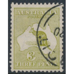 AUSTRALIA - 1915 3d olive-green Kangaroo, die II, 3rd watermark, used – ACSC # 13L