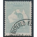 AUSTRALIA - 1927 1/- green Kangaroo, sideways 3rd watermark, used – ACSC # 33Aaa