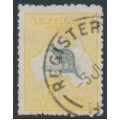 AUSTRALIA - 1918 5/- grey/yellow Kangaroo, 3rd watermark, used – ACSC # 44C