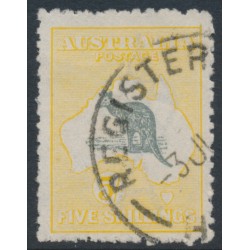 AUSTRALIA - 1918 5/- grey/yellow Kangaroo, 3rd watermark, used – ACSC # 44C