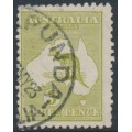 AUSTRALIA - 1923 3d olive Kangaroo, die IIB, 3rd watermark, used – ACSC # 14A