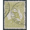 AUSTRALIA - 1913 3d olive Kangaroo, 1st watermark, used – ACSC # 12A