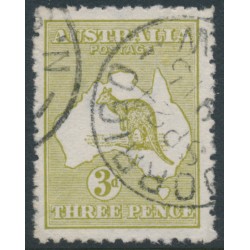 AUSTRALIA - 1913 3d olive Kangaroo, 1st watermark, used – ACSC # 12A