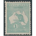 AUSTRALIA - 1920 1/- blue-green Kangaroo, die IIB, 3rd watermark, MH – ACSC # 33A