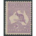 AUSTRALIA - 1929 9d violet Kangaroo, SM watermark, MH – ACSC # 28A