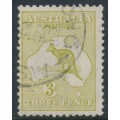 AUSTRALIA - 1915 3d olive Kangaroo, die II, 3rd watermark, used – ACSC # 13F