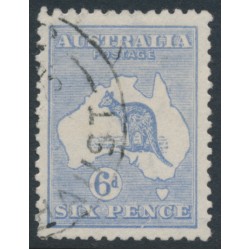 AUSTRALIA - 1921 6d blue Kangaroo, 3rd watermark, 'scratch under N' [3L56], used – ACSC # 20A(3)e