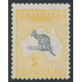 AUSTRALIA - 1918 5/- grey/chrome Kangaroo, 3rd watermark, MH – ACSC # 44A