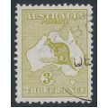 AUSTRALIA - 1913 3d olive Kangaroo, die I, 1st watermark, CTO – ACSC # 12Awb
