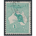 AUSTRALIA - 1913 1/- green Kangaroo, 1st watermark, 25th April CTO – ACSC # 30Awa
