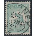 AUSTRALIA - 1915 1/- green Kangaroo, 2nd watermark, perf. OS NSW, used – ACSC # 31Aba