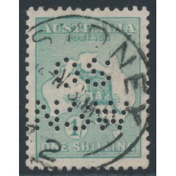 AUSTRALIA - 1915 1/- green Kangaroo, 2nd watermark, perf. OS NSW, used – ACSC # 31Aba