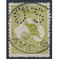 AUSTRALIA - 1915 3d deep olive-green Kangaroo, die I, perf. OS, used – ACSC # 13Kb