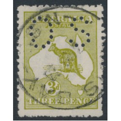 AUSTRALIA - 1915 3d deep olive-green Kangaroo, die I, perf. OS, used – ACSC # 13Kb