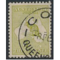 AUSTRALIA - 1915 3d pale olive-green Kangaroo, die II, 3rd watermark, used – ACSC # 13J