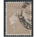 AUSTRALIA - 1916 2/- brown Kangaroo, 3rd wmk, 'flaw off WA coast' [1L50], used – ACSC # 37A(1)i