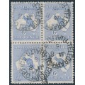 AUSTRALIA - 1913 6d blue Kangaroo, 1st wmk, B/4 with 'flaw in Gulf' [1R47], used – ACSC # 17A(1)f