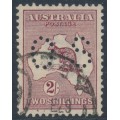AUSTRALIA - 1924 2/- maroon Kangaroo, 3rd watermark, perf. OS, used – ACSC # 38Aba