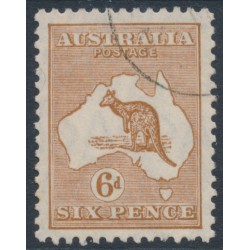 AUSTRALIA - 1929 6d chestnut Kangaroo, SM watermark, CTO – ACSC # 22Aw