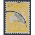 AUSTRALIA - 1932 5/- grey/yellow Kangaroo, CofA watermark, used – ACSC # 46A