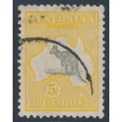 AUSTRALIA - 1932 5/- grey/yellow Kangaroo, CofA watermark, used – ACSC # 46A