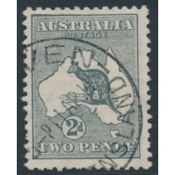 AUSTRALIA - 1913 2d grey Kangaroo, 1st watermark, 'retouched NW' [1L18], used – ACSC # 5B(1)h