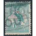 AUSTRALIA - 1913 1/- green Kangaroo, inverted 1st watermark, used – ACSC # 30Aa