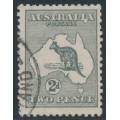 AUSTRALIA - 1915 2d grey Kangaroo, 3rd watermark, 'deformed LIA' [1R29], used – ACSC # 7B(1)l