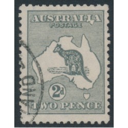 AUSTRALIA - 1915 2d grey Kangaroo, 3rd watermark, 'deformed LIA' [1R29], used – ACSC # 7B(1)l