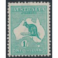 AUSTRALIA - 1913 1/- green Kangaroo, 1st watermark, MH – ACSC # 30A
