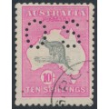 AUSTRALIA - 1917 10/- grey/pink Kangaroo, 'short Spencer's Gulf', CTO – ACSC # 48B(D)e+wa