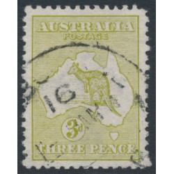 AUSTRALIA - 1913 3d olive Kangaroo, 1st watermark, used – ACSC # 12A