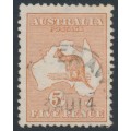 AUSTRALIA - 1913 5d pale chestnut Kangaroo, 1st watermark, used – ACSC # 16B