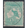AUSTRALIA - 1913 1/- green Kangaroo, 1st watermark, used – ACSC # 30A
