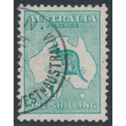 AUSTRALIA - 1913 1/- blue-green Kangaroo, 1st watermark, used – ACSC # 30C