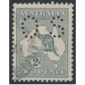AUSTRALIA - 1915 2d grey Kangaroo, 2nd watermark, perf. OS, used – ACSC # 6Aba
