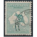 AUSTRALIA - 1915 1/- green Kangaroo, 2nd watermark, used – ACSC # 31A