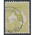 AUSTRALIA - 1915 3d olive Kangaroo, die I, 3rd watermark, used – ACSC # 13E
