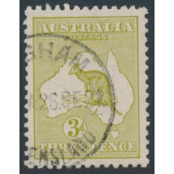 AUSTRALIA - 1915 3d olive Kangaroo, die I, 3rd watermark, used – ACSC # 13E