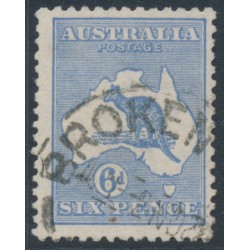 AUSTRALIA - 1915 6d blue Kangaroo, die II, 3rd watermark, used – ACSC # 19B