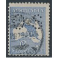 AUSTRALIA - 1915 6d ultramarine Kangaroo, die II, perf. OS, used – ACSC # 19Aba