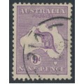 AUSTRALIA - 1919 9d pale violet Kangaroo, die IIB, 3rd watermark, used – ACSC # 27B