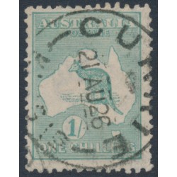 AUSTRALIA - 1920 1/- pale blue-green Kangaroo, die IIB, 3rd watermark, used – ACSC # 33A