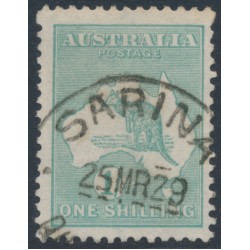 AUSTRALIA - 1920 1/- blue-green Kangaroo, die IIB, 3rd watermark, used – ACSC # 33A
